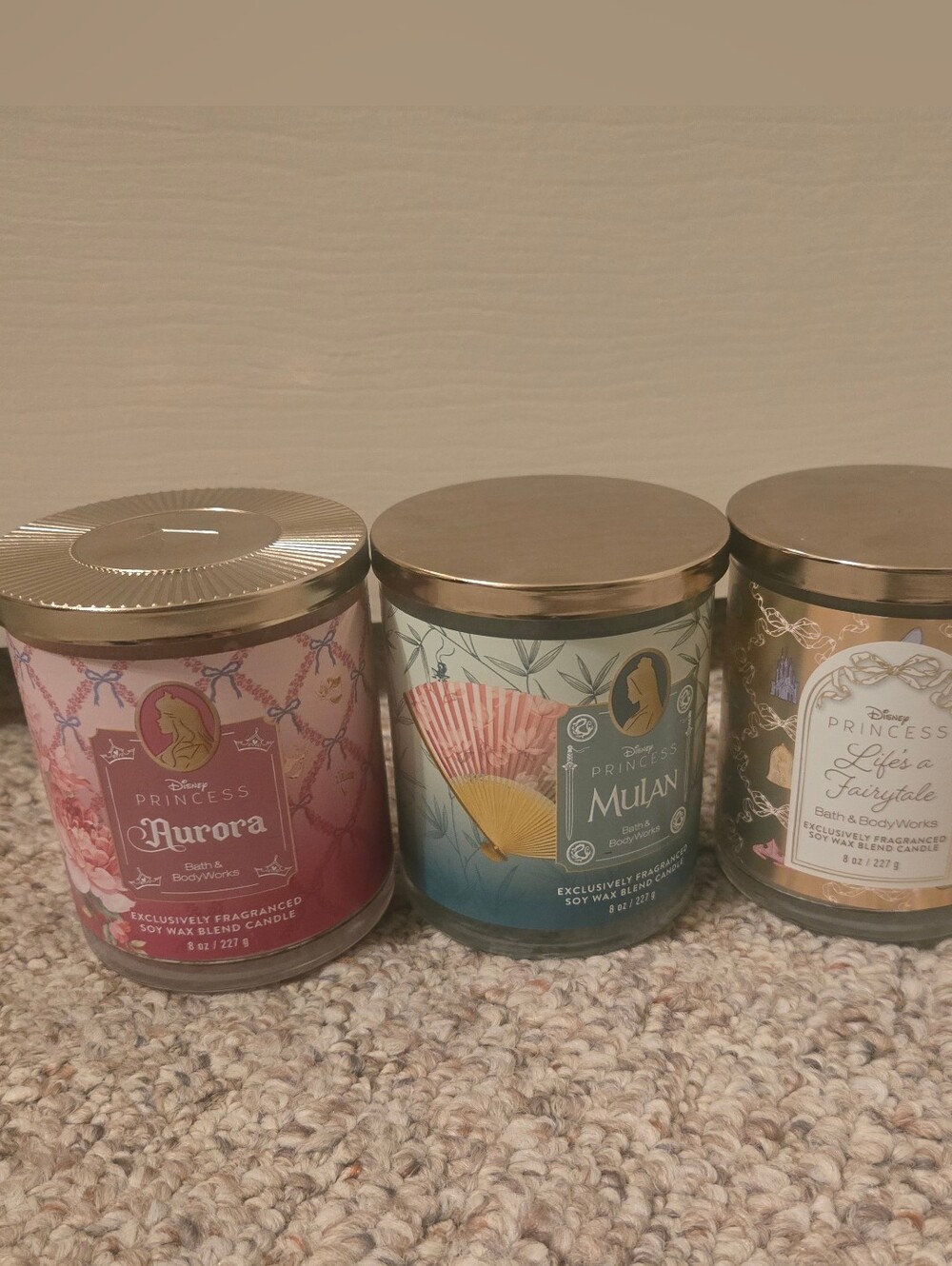 Bath & Body Works Disney Princess  2 Wick Candles Set Of 3